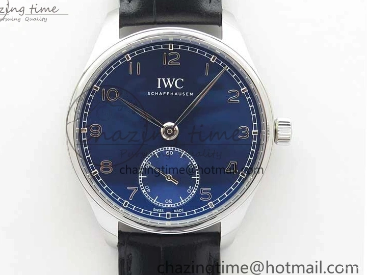 MIROTIME 0502 TimelessDesign Portuguese IW358304 ZF 1:1 Best Edition SS Blue Dial on Leather Strap A 7078